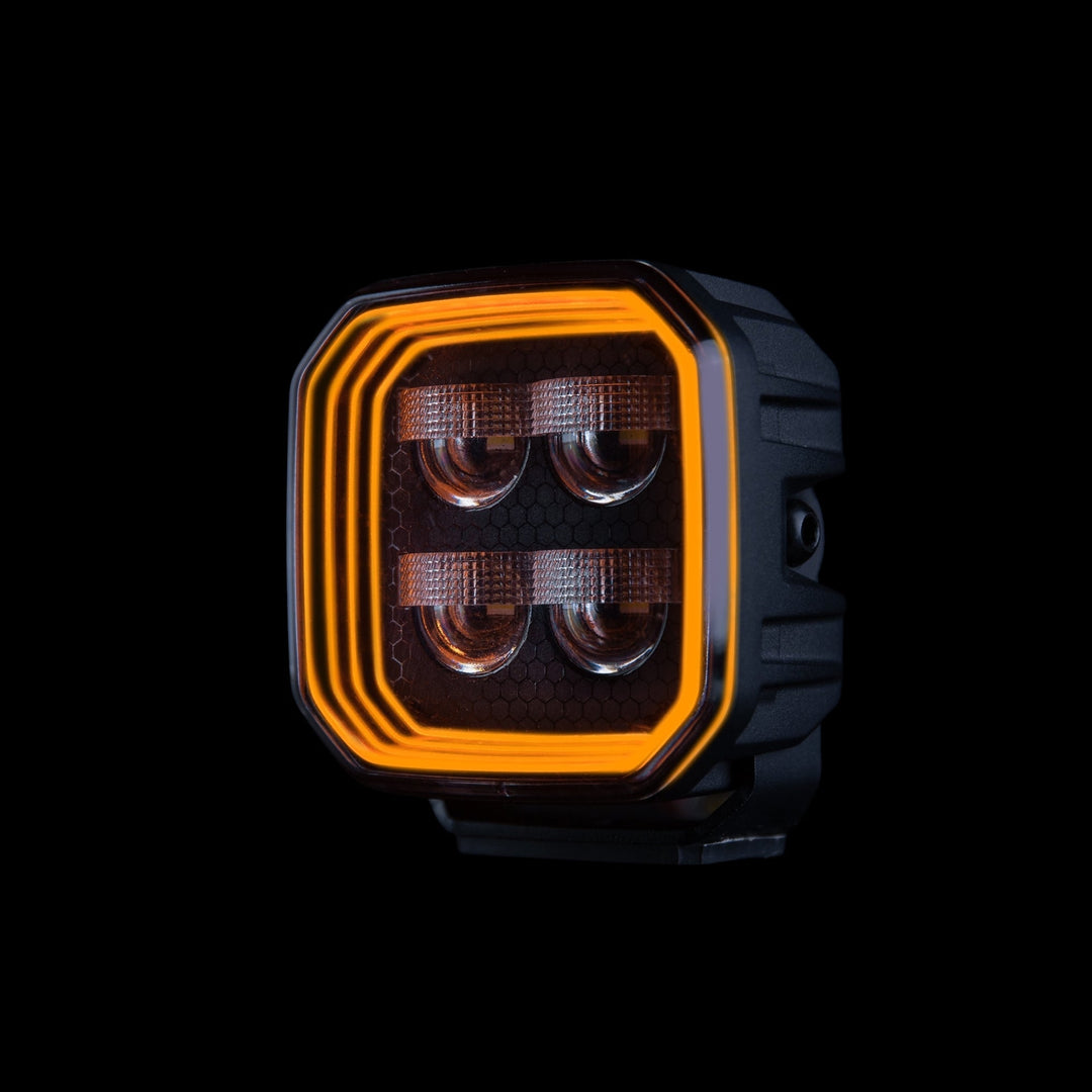 LED work light and light bar mounted on a heavy-duty truck for improved nighttime visibility and job site safety