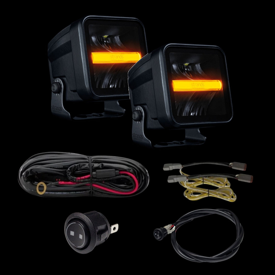 LED cube lights mounted on a heavy-duty truck bumper, enhancing nighttime visibility and safety.