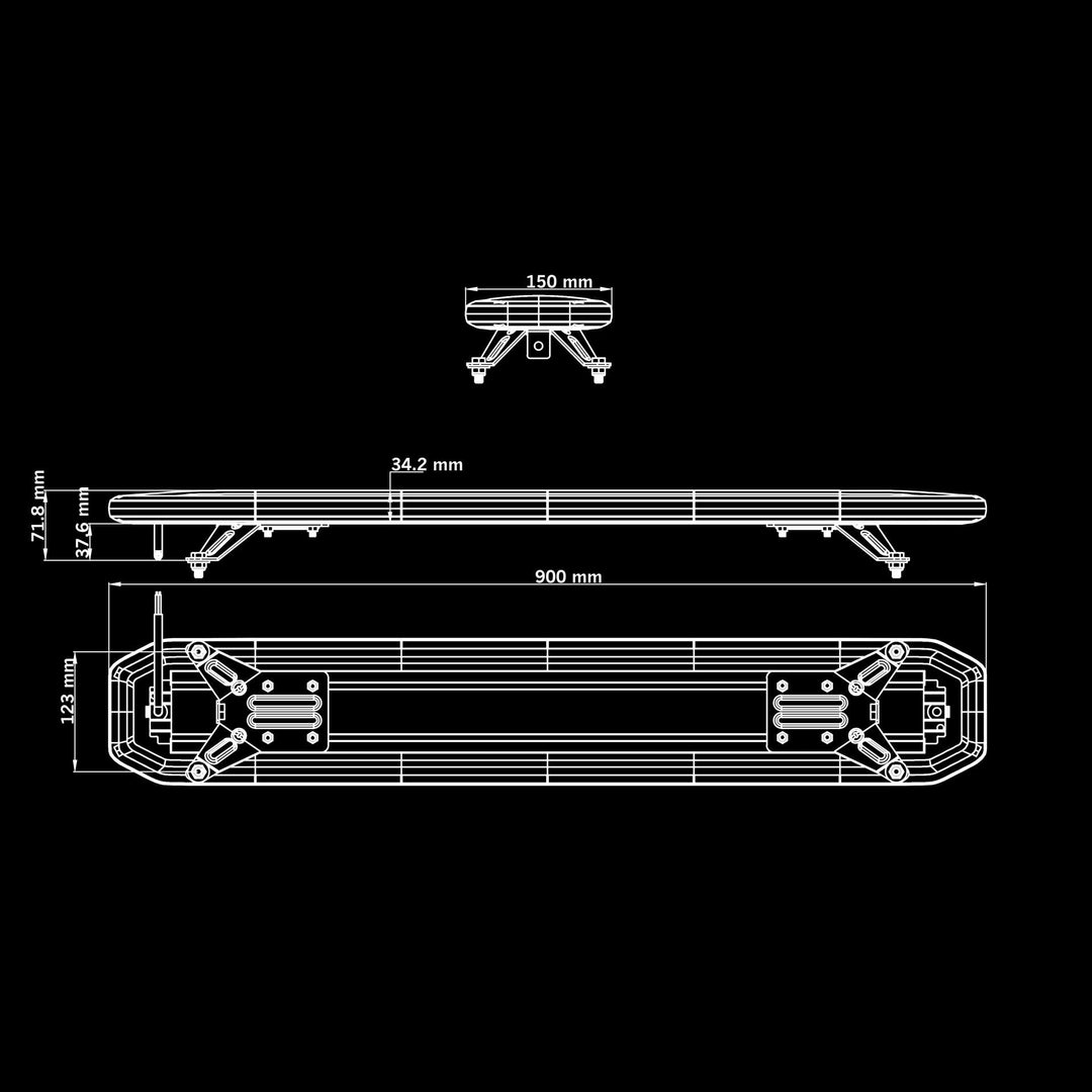 Skylord EXP Warning Light Roof Bar (900 - 2000mm)