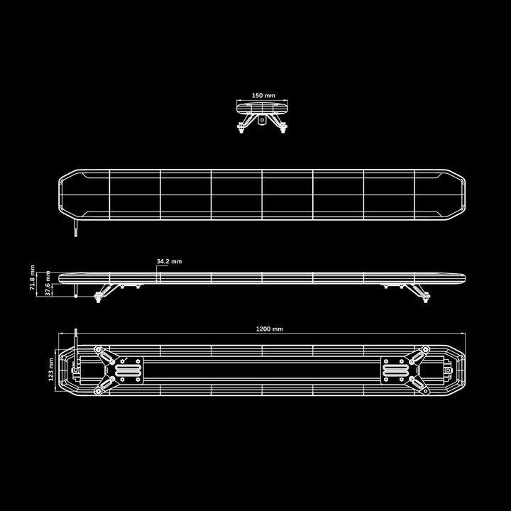 Skylord EXP Warning Light Roof Bar (900 - 2000mm)