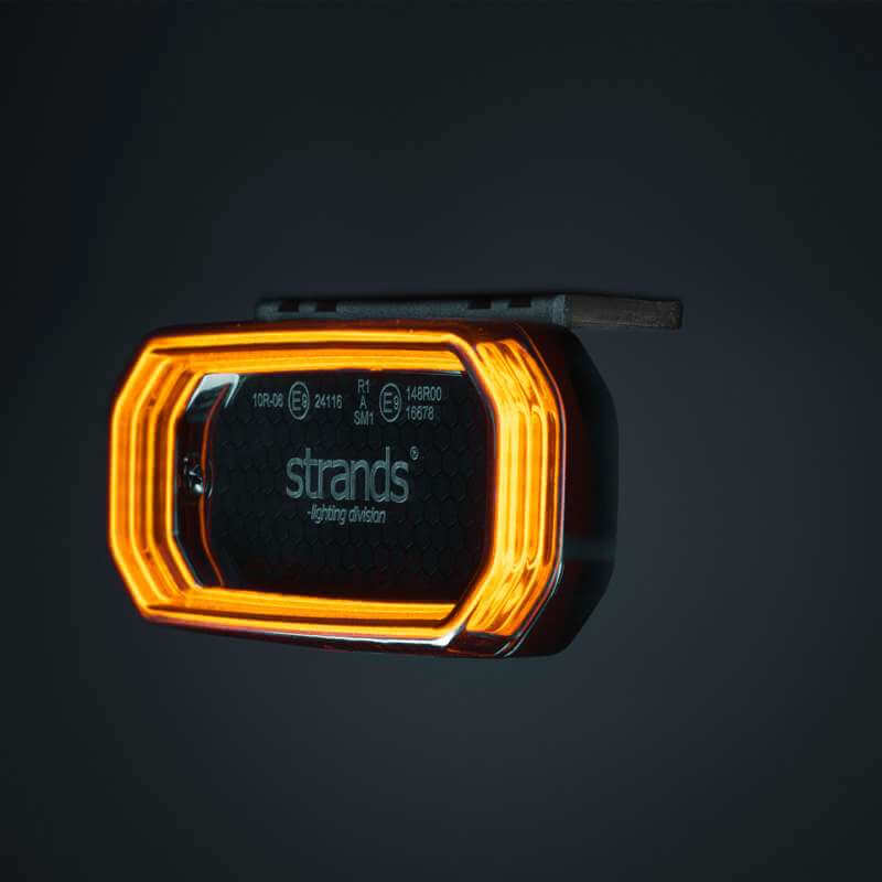 Universal bracket installed with illuminated rectangular side marker light