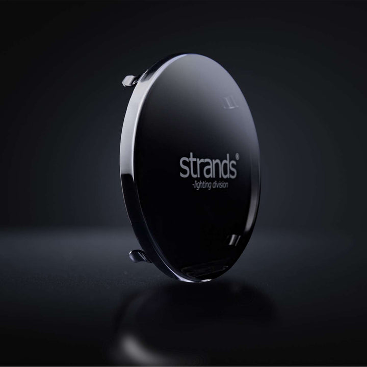 Angled side view of the Siberia 7 inch dark tinted lens cover showing logo and clips