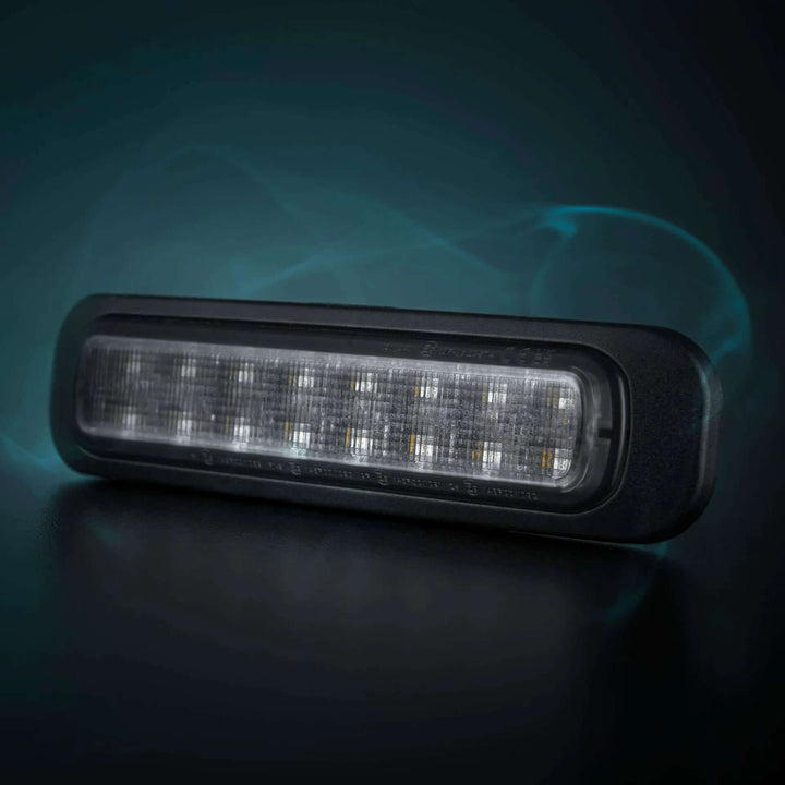 Ultra slim LED side marker with smoked grey lens and black frame, LEDs off